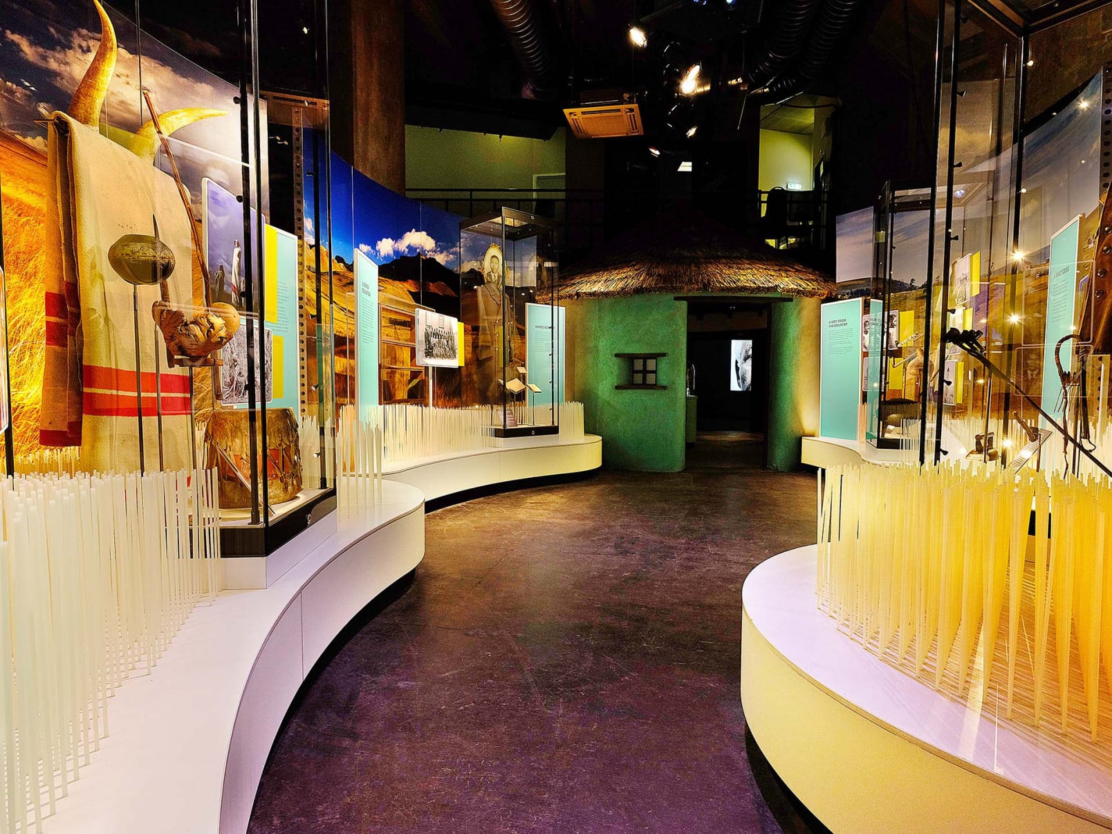 Nelson Mandela Exhibition: View of Hallway Framed by Exhibits